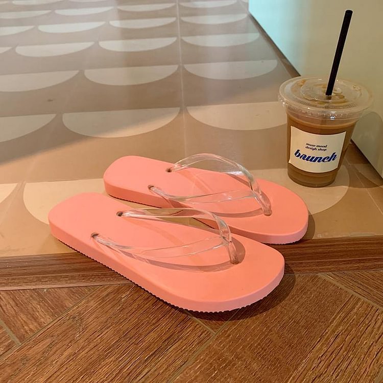 Women Fashion Slippers Transparent Girls Beach Flip Flops Anti-slip Summer Shoes Female Vacation Slides Girls Flat Sandals