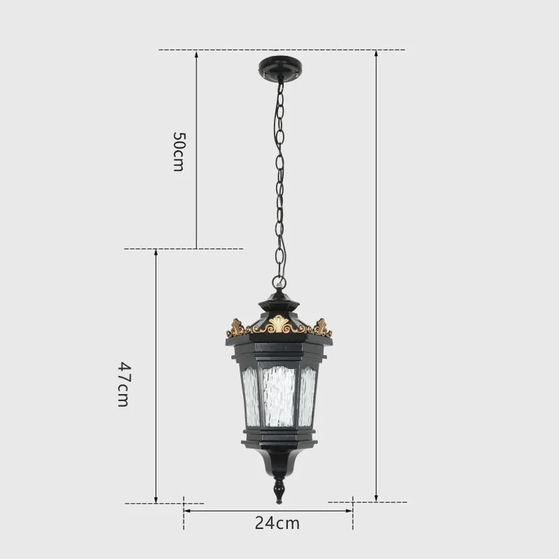 Court Style Outdoor Waterproof Garden Pendant Light