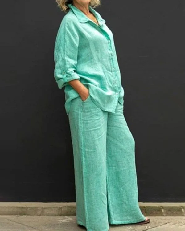 Casual Loose Linen Two Piece Suit