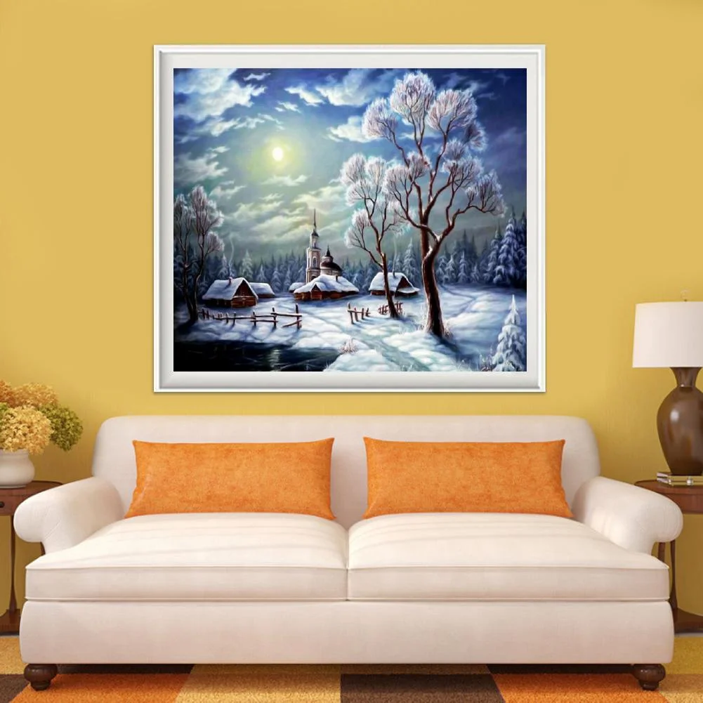 Diamond Painting - Full Round Drill - Snow Scene(35*30cm)