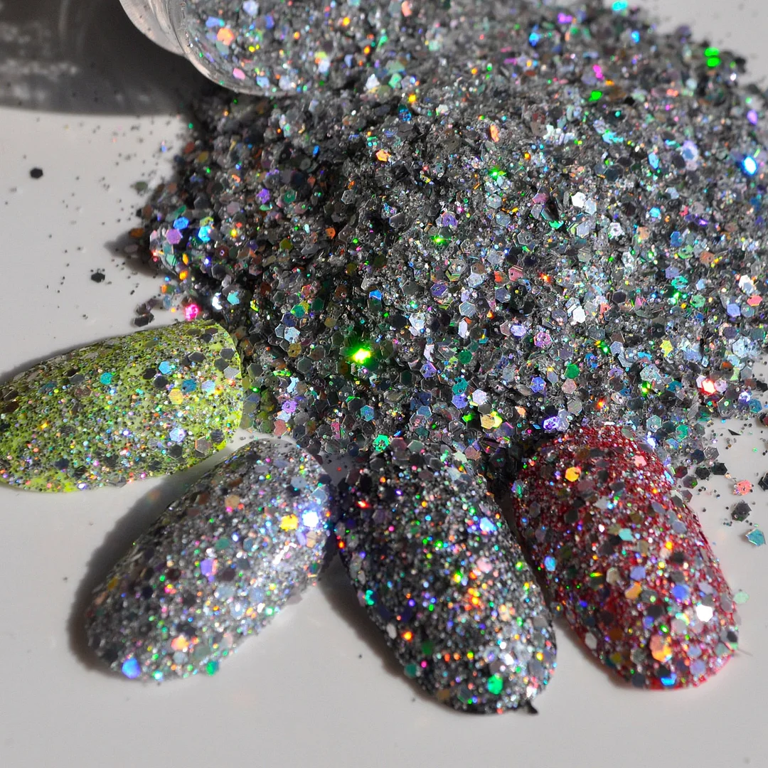 Snow White Glitter Nail Art Tool DIY Glitter Mix Manicure 3D Powder Small Pentagon Sequins Nail Supplies Decoration 270-Nail Inspo