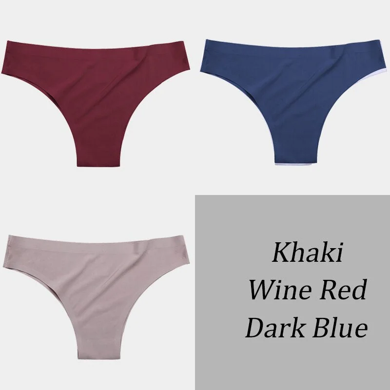 3PCS/Set Women Seamless Panties Sexy Underwear Invisible Lingerie Breathable Briefs Ice Silk Ultra-thin Intimate Underpants M-XL