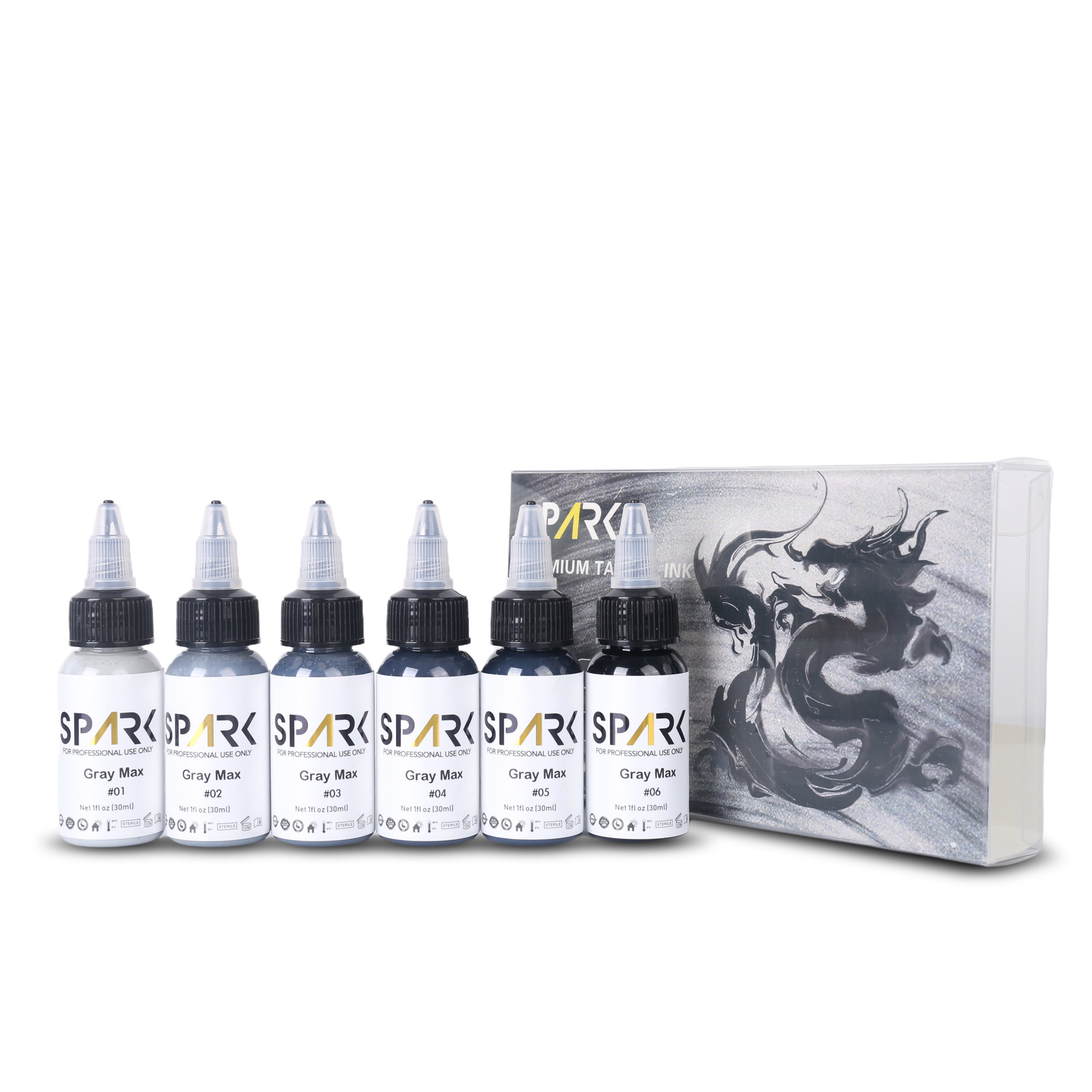 Spark Opaque Gray Color Tattoo Ink Set 1 oz