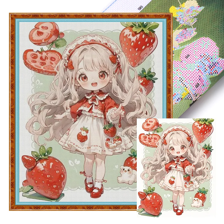 Strawberry Girl 11CT (40*50CM) Stamped Cross Stitch gbfke