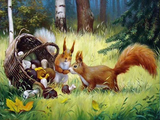 Diamond Painting - Full Round/Square Drill - Squirrel(30*40 - 50*60cm)