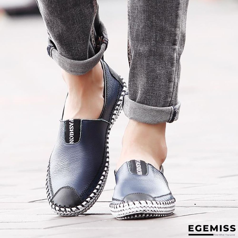 Men Breathable Comfortable Split Leather Men Loafers Flats Casual Shoes | EGEMISS
