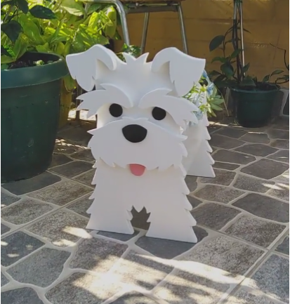 White Schnauzer Planter