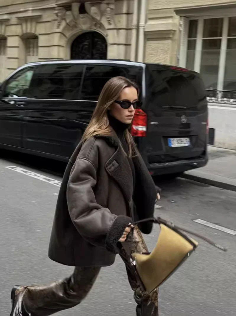 Nigikala Nigikala Women's 2025 Spring And Autumn New Casual Fur One-Bried Double-Sided Jacket Jacket B88681