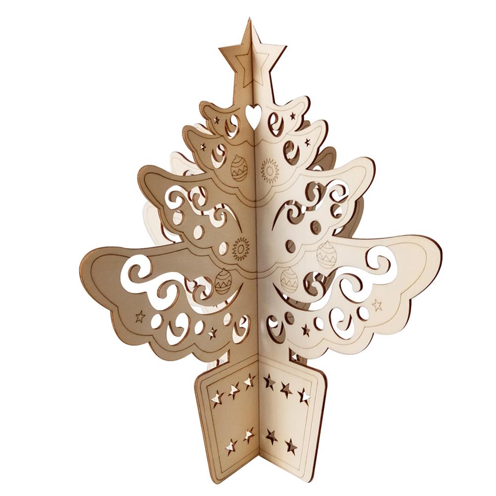 

3D Wooden Christmas Desktop Ornaments DIY Hollow Carved Xmas Tree Crafts, 501 Original