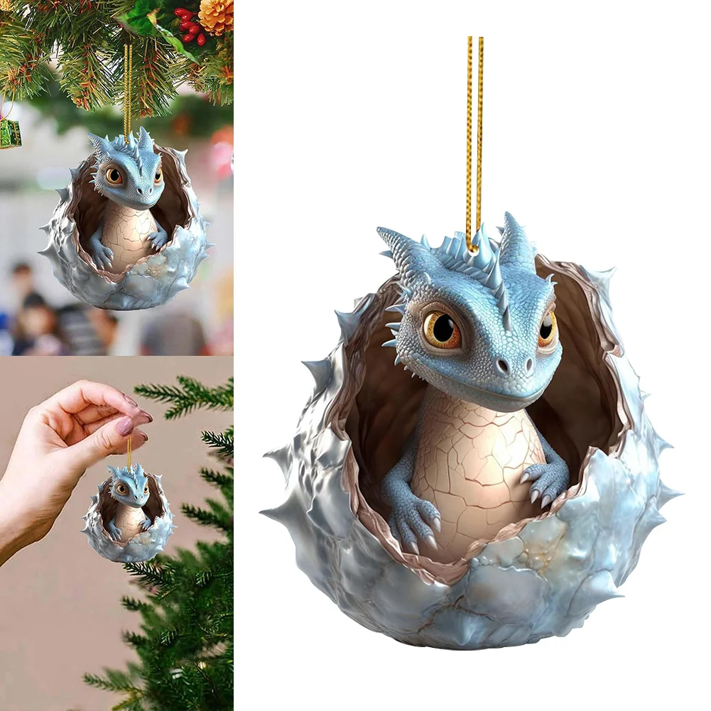 Christmas Dragon Baby Egg Ornaments Acrylic Dragon Egg Pendants for Car Backpack
