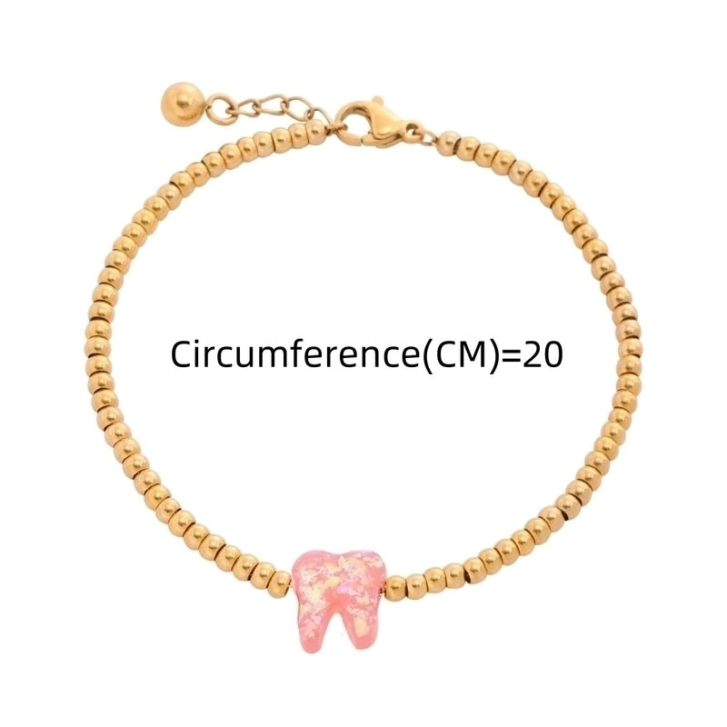 Ins European And American New Colorful Cute Tooth Shape Titanium Steel Bracelet Niche Design Personality All-Match 18K Bracelet