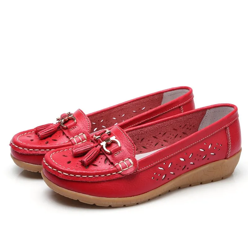 Women Flat 2019 Summer Women Genuine Leather Shoes Plus Size 35-43 Loafers Women Floral Casual Leather Flat Shoes Woman Oxford