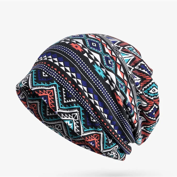 Women's Geometric Printed Dual Purpose Baotou Hat