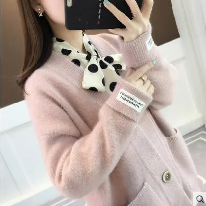 Ailegogo Spring Autumn Big Button Single Breasted Lazy Loose Pocket Solid Knitted Warm Soft Women Lady Cardigan Sweater