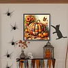 5D DIY Diamond Painting Kit Full Drill 40x40cm Round(Pumpkin and Flowers)
