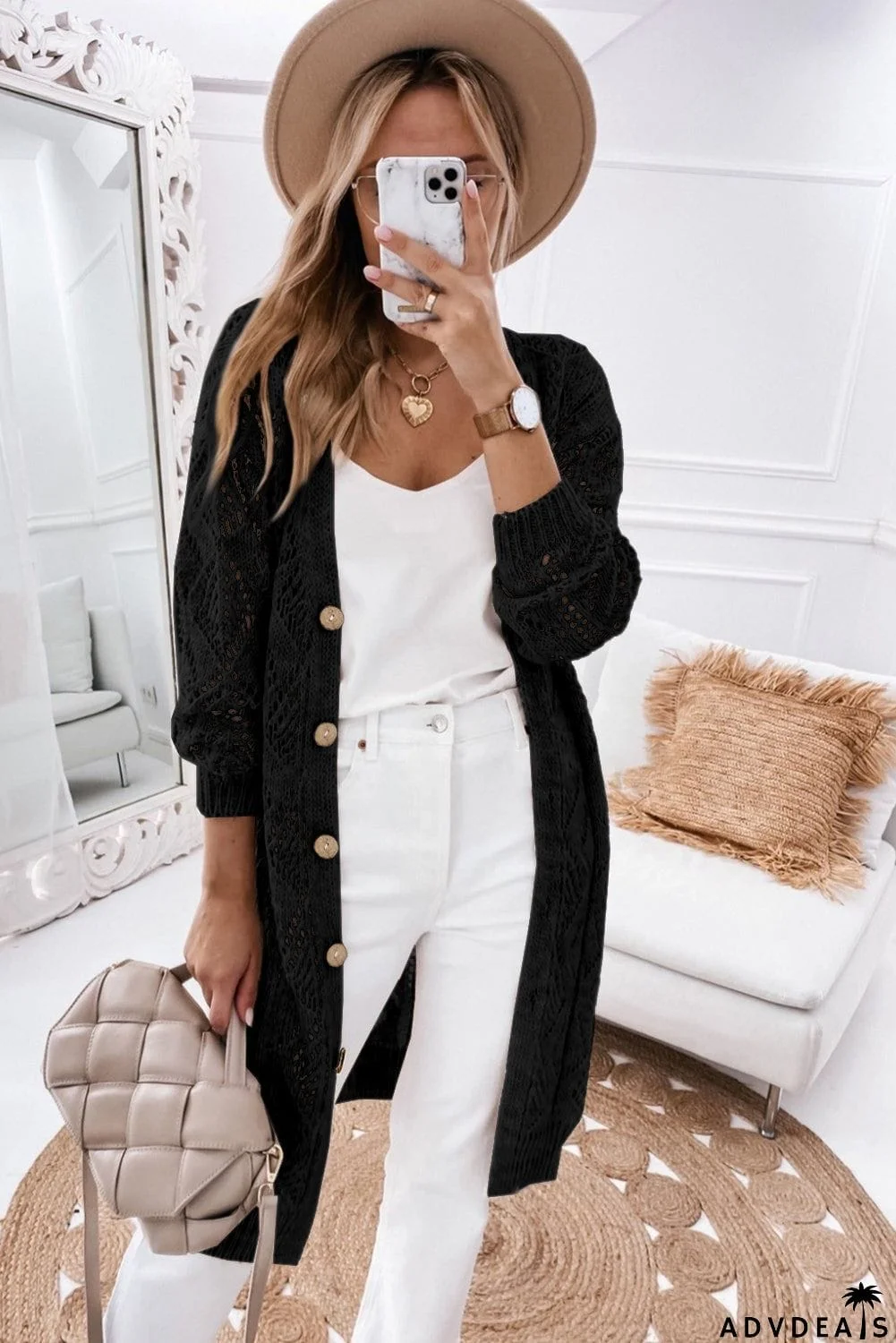 V-Neck Long Sleeve Cardigan