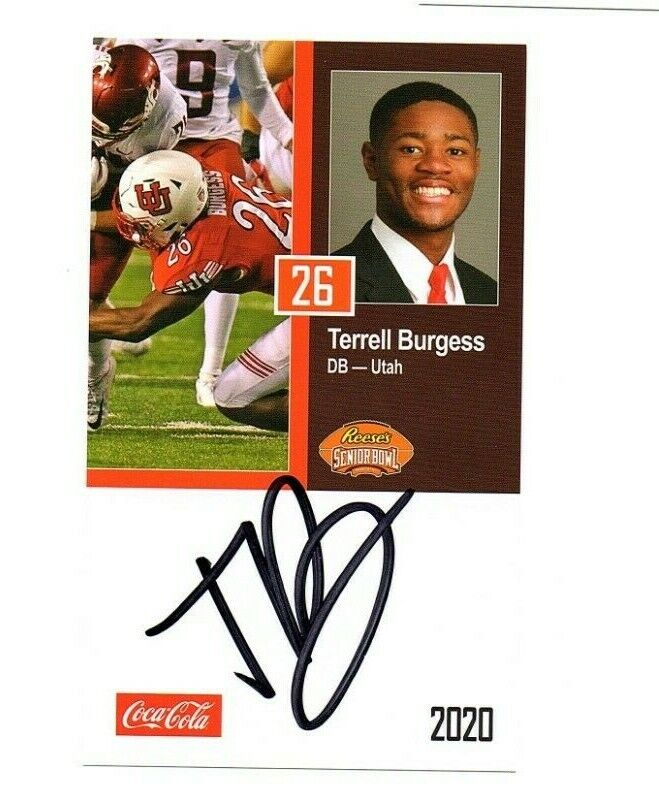 Terrell Burgess Utah Utes Signed Autograph 2020 Senior Bowl Football Card g