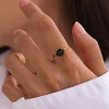 Shine White Black Zircon 18K Golden Open Ring