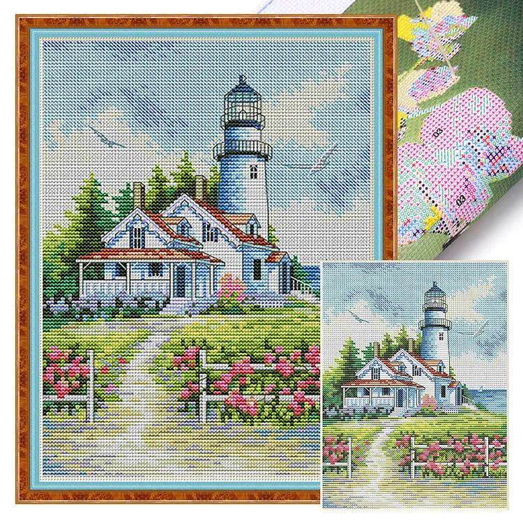 Seaside Lighthouse (30*40cm) 11CT Stamped Cross Stitch gbfke