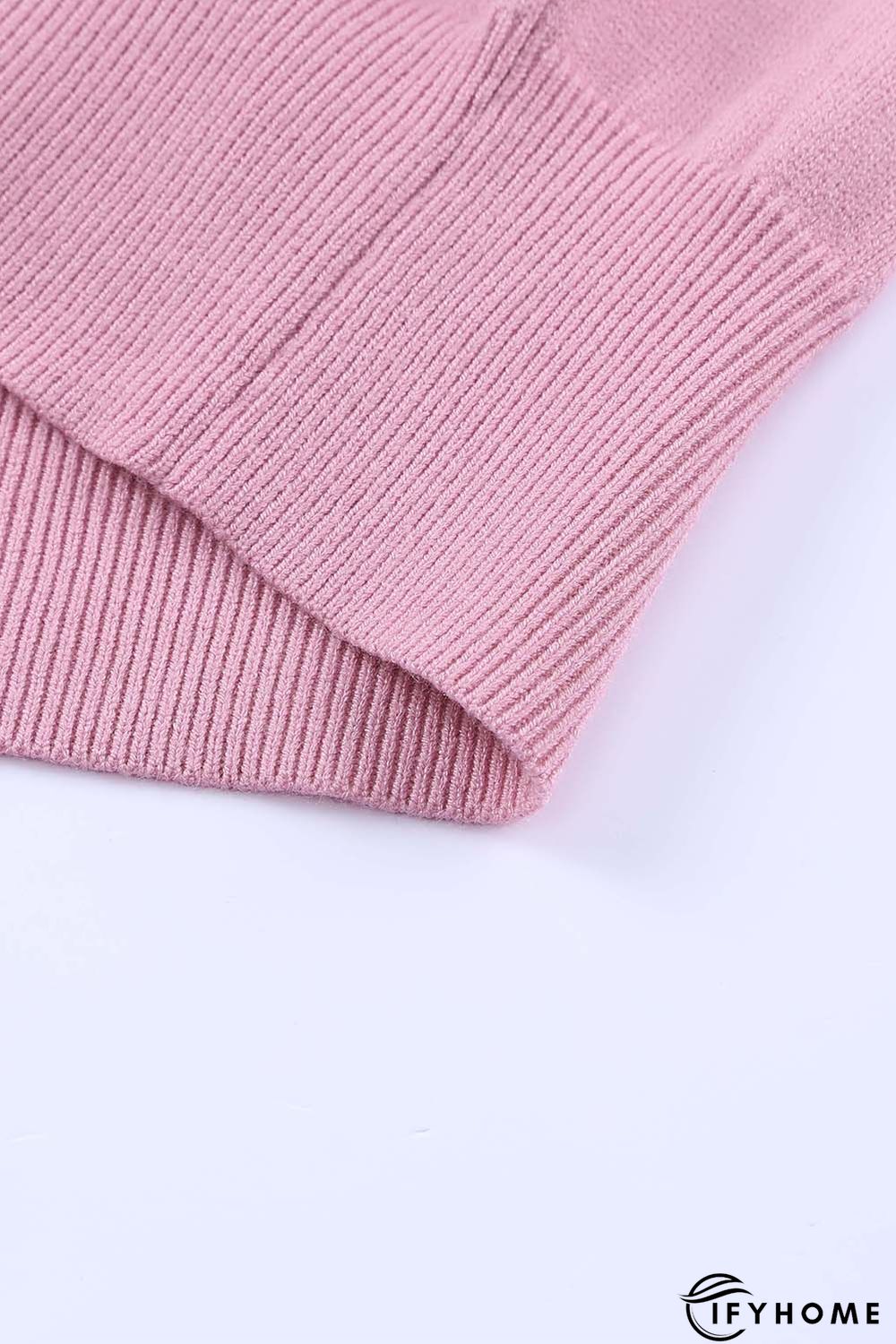 Pink Lace Splicing Knitted Sweater | IFYHOME