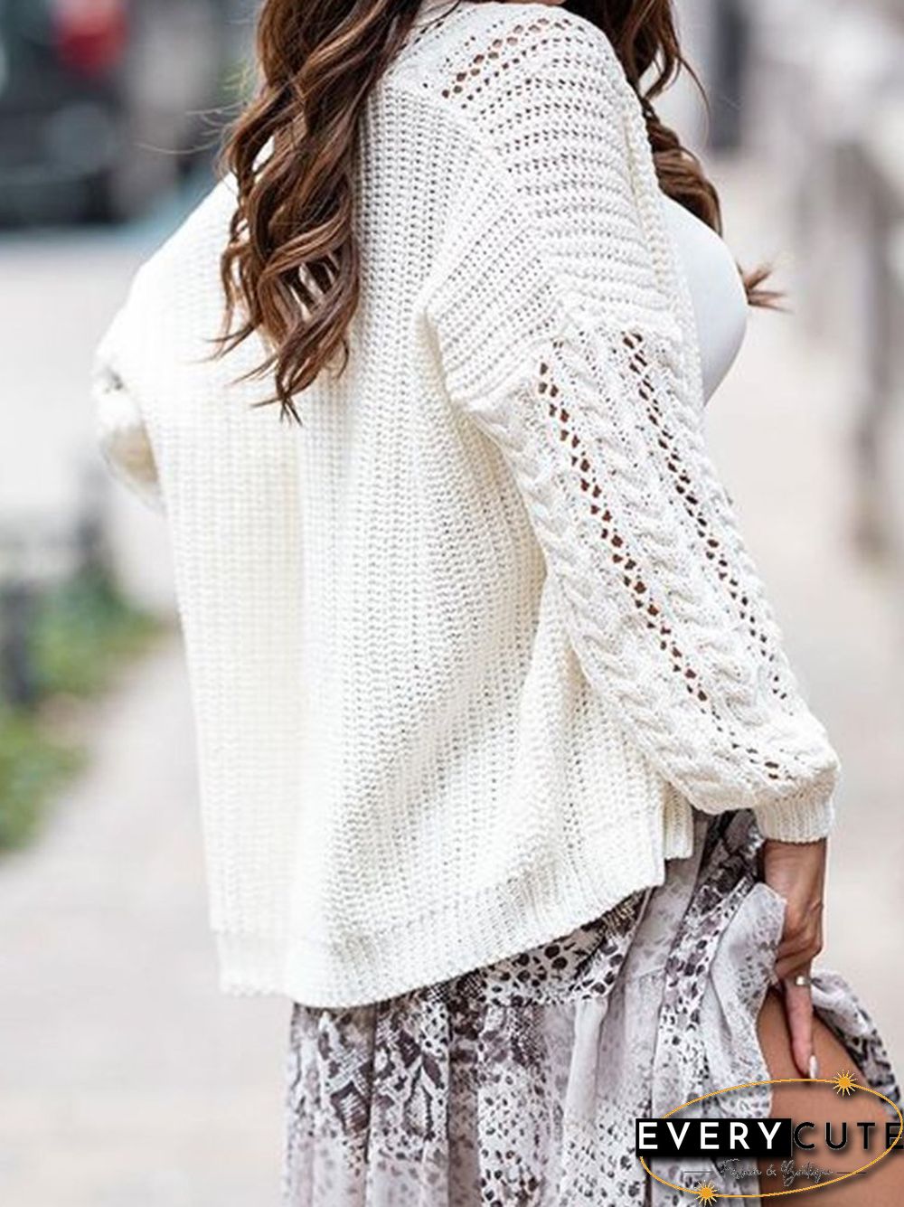 Plain V Neck Long Sleeve Outerwear