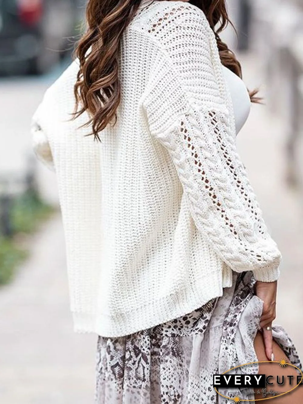 Plain V Neck Long Sleeve Outerwear