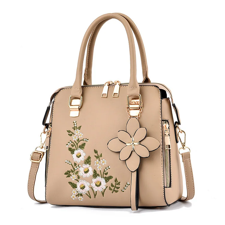 Embroidered handbag simple shoulder messenger bag