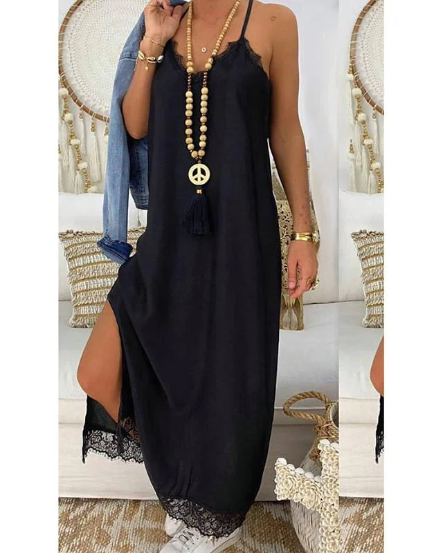 Women's Strap Dress Midi Dress Sleeveless Solid Colored Hot Slim Black Dresses