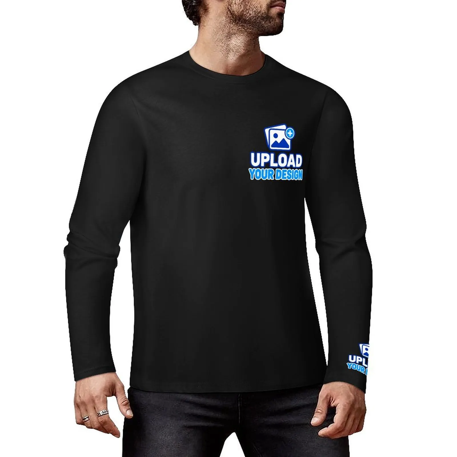 Men's Pure Cotton Long Sleeve T-Shirt custom product view 9