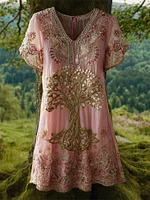 Viking Sparkling Tree Of Life Women's V-neck Mini Dress