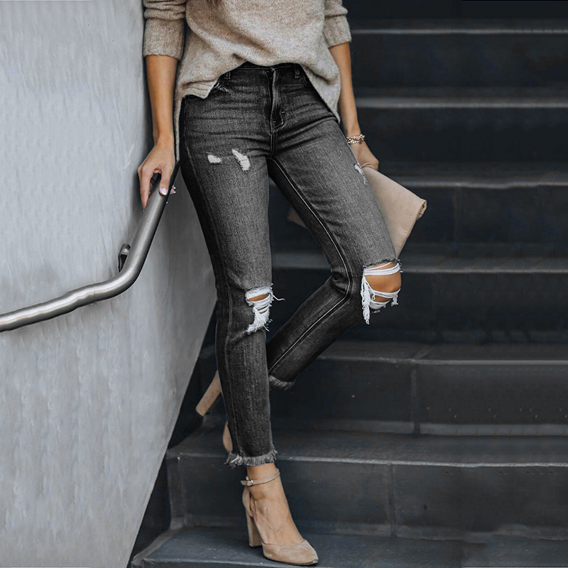 Casual Ripped Skinny Jeans wearshes