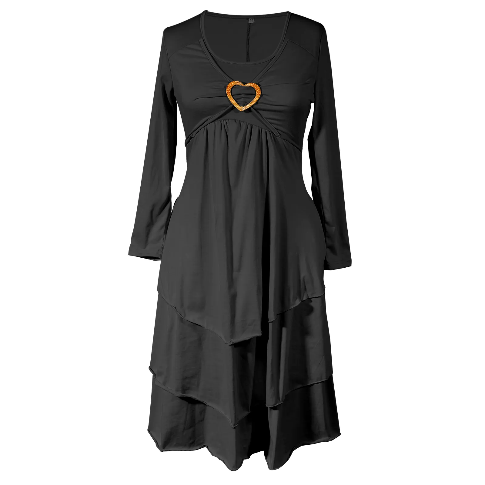 Women's Plain Regular Fit Crew Neck Pockets Casual Midi Dress