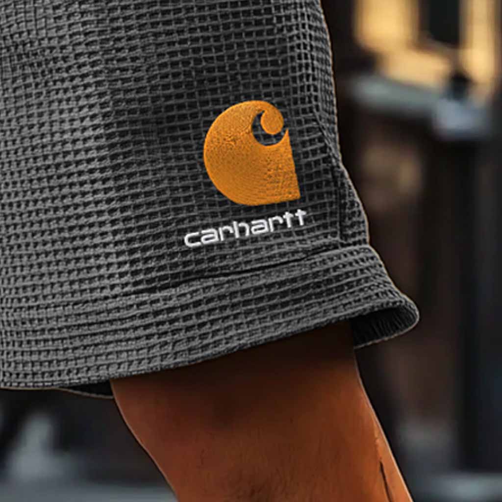 Carhartt Waffle Texture Shorts with Logo Embroidery for Men