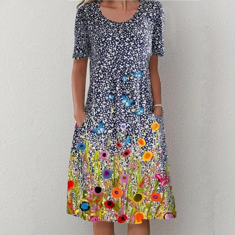Retro Printed Maxi Dress Women's Summer Sundress