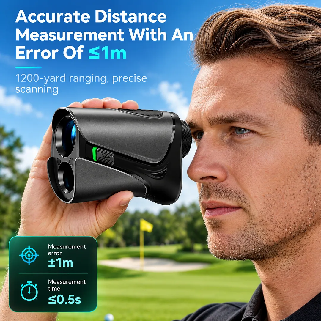 BEBANG Golf Rangefinder with Slope On/Off, 1200 Yards 7X Magnification, 1000mAh Rechargeable Golf Rangefinder for Golfing, Magnetic Mount, Flag Lock Vibration