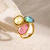 3 Colors Rhinestone 18K Golden Ring