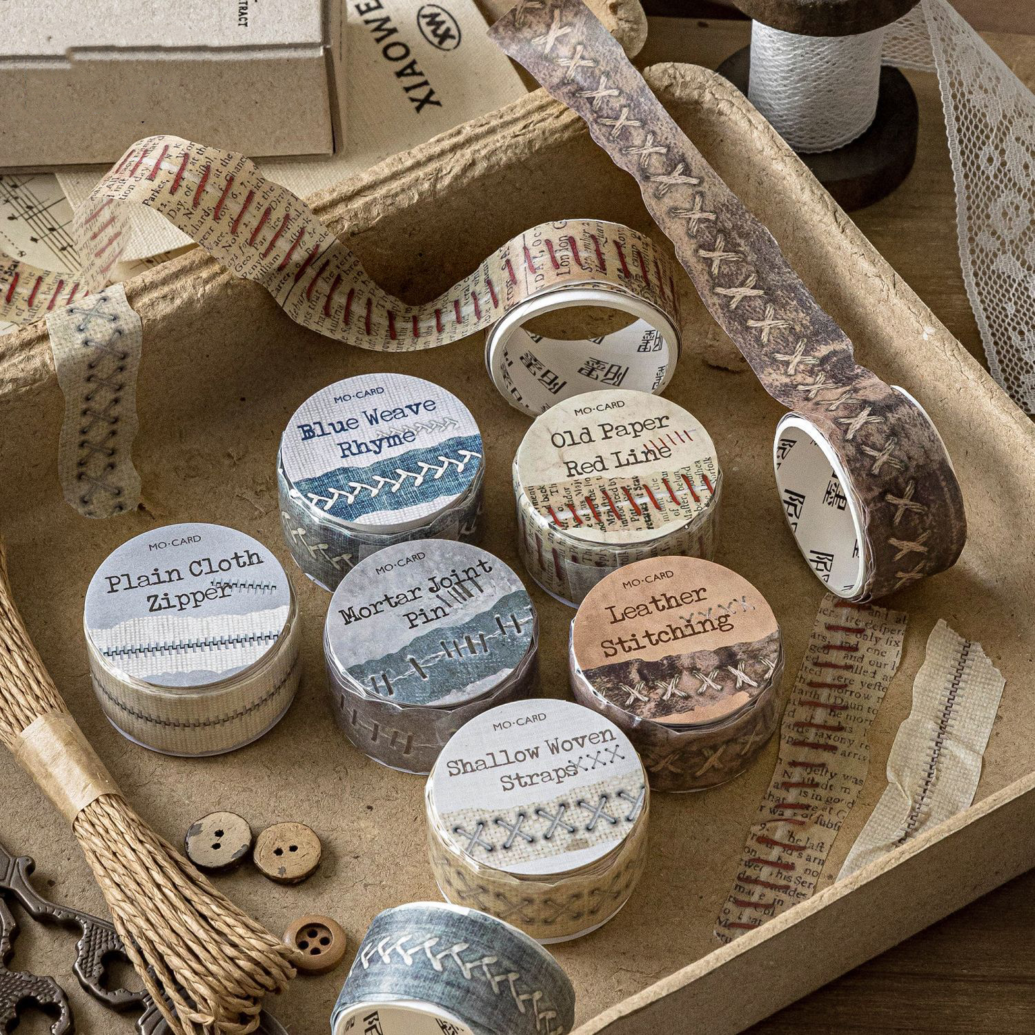 와시 테이프 - 20mm*200cm 찢어진 가장자리 재봉 시리즈 빈티지 지퍼