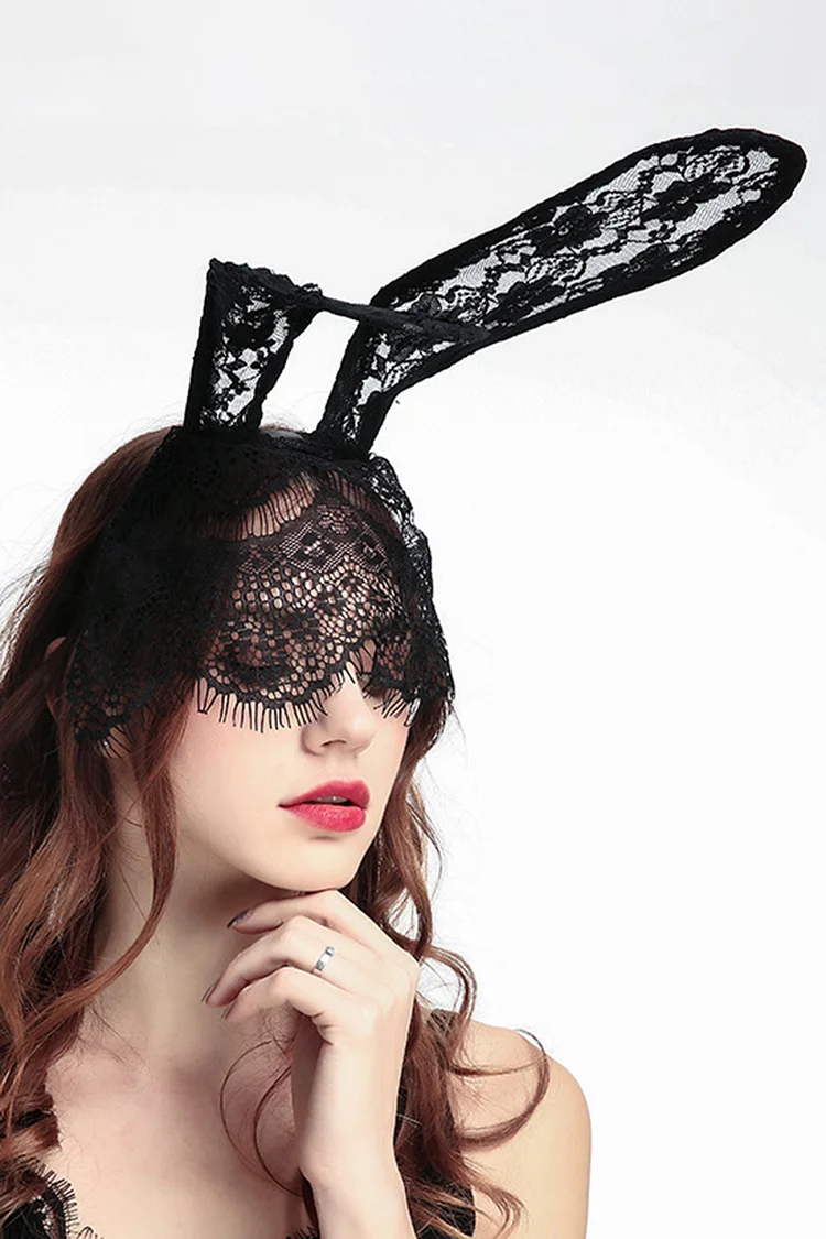 Lace Rabbit Ears Red Masquerade Mask