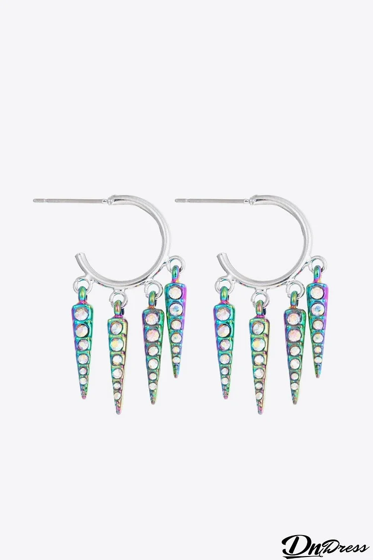 Multicolored Rhinestone Geometric Earrings