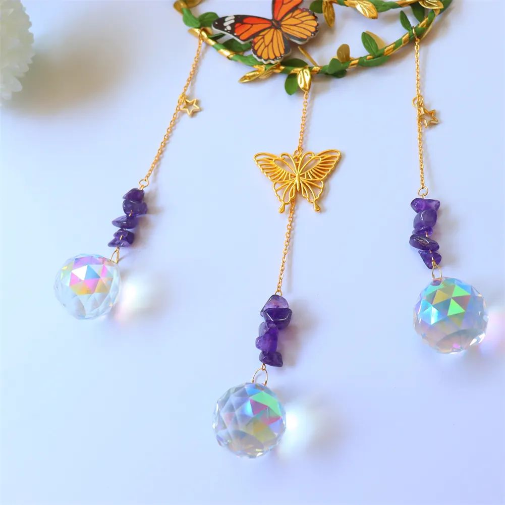 Crystal Wind Chime Prism Catchers Ornament Home Room Garden Decor (Moon 1)