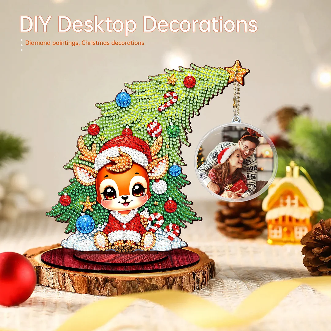 Photo Christmas Tree 5D DIY Diamond Art Tabletop Wood Decorations Ornament Kits
