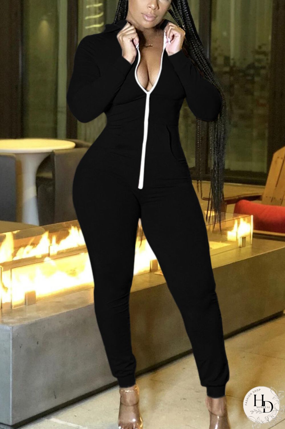 Red Sexy Polyester Solid V Neck Jumpsuits