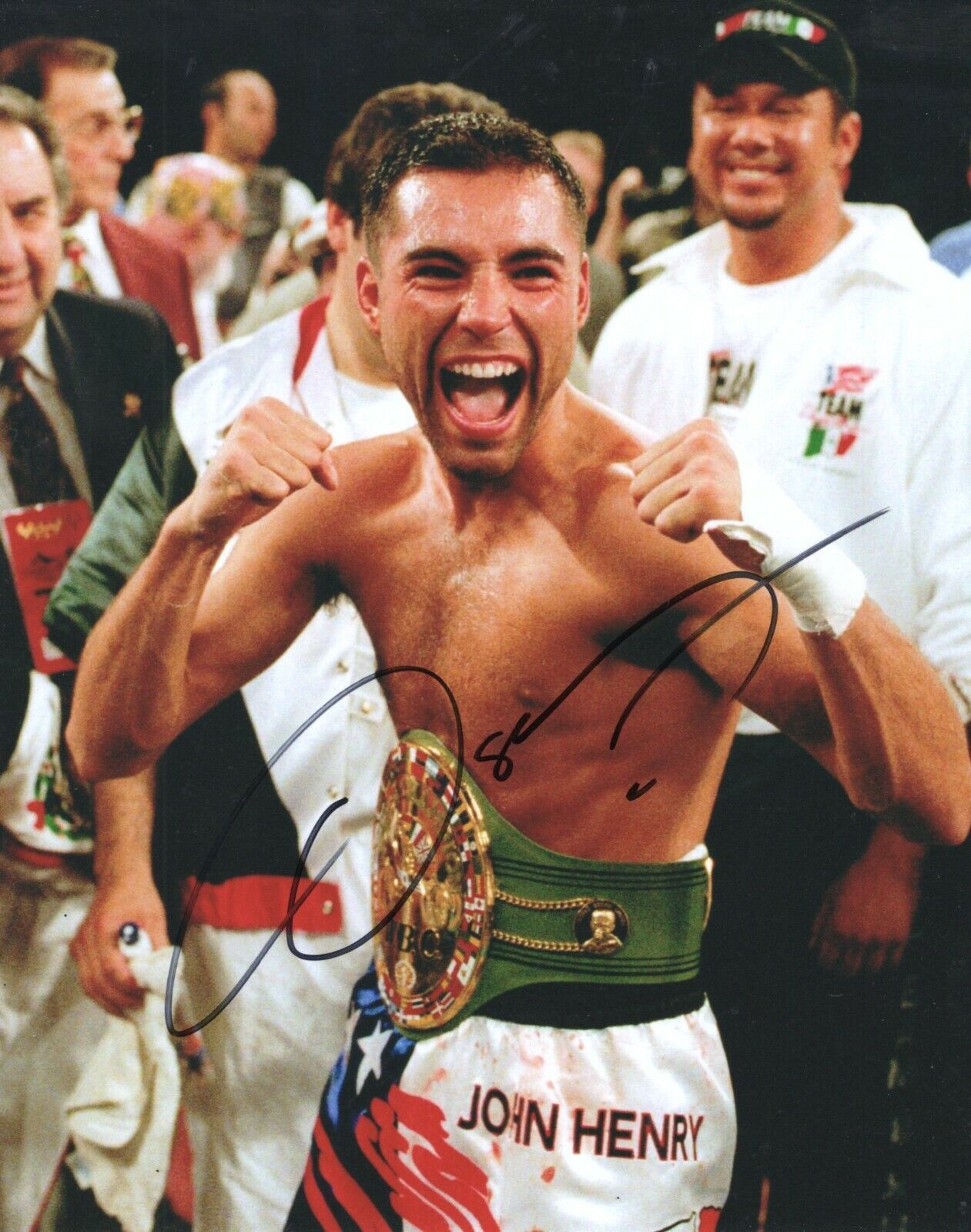 Oscar De La Hoya Boxing In Action Signed 8x10 Photo Poster painting Proof COA 20