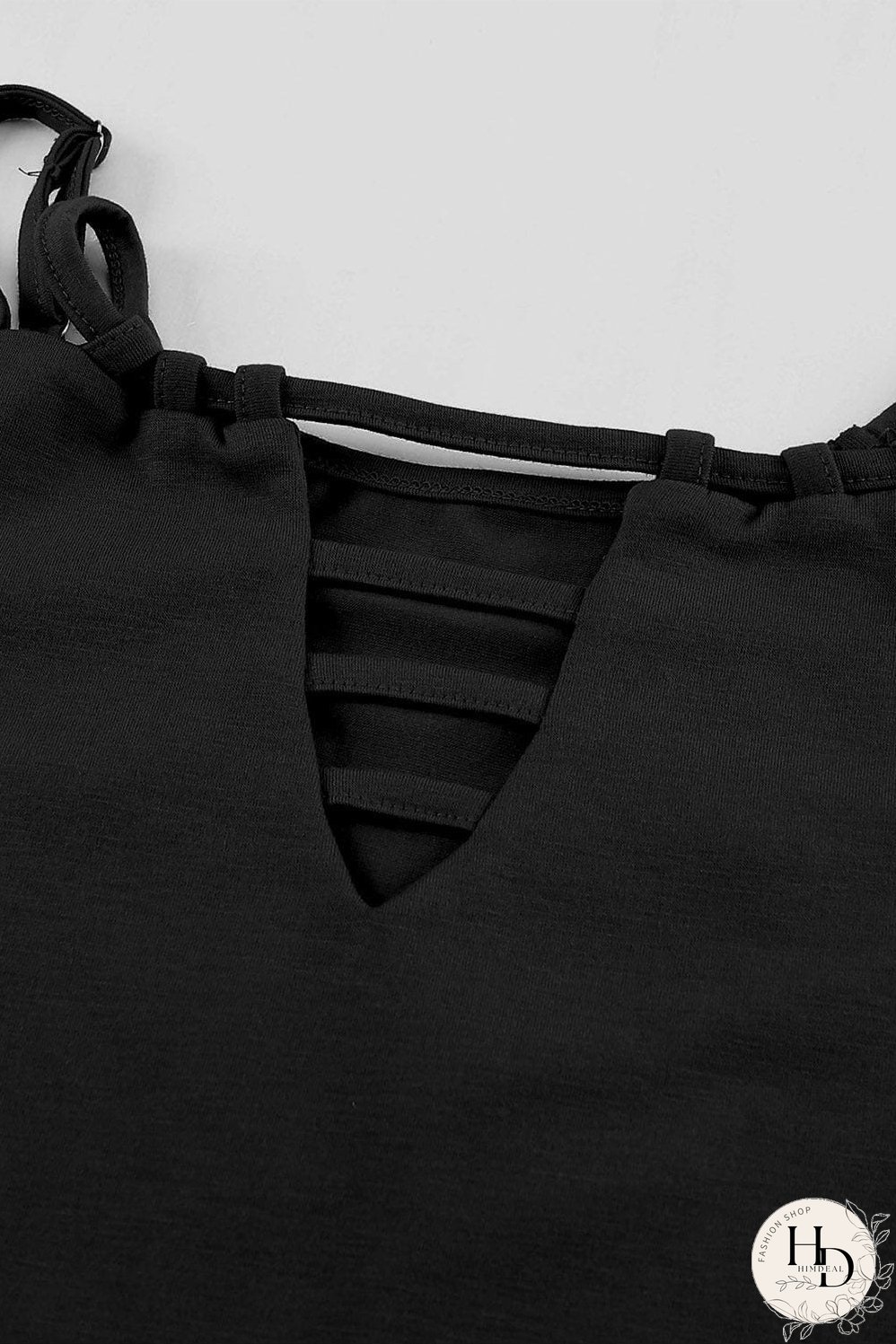 Black Lace-Up Hollow-out Tank Top