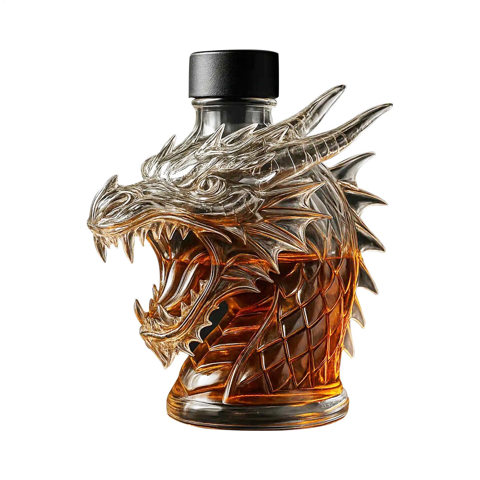 Tegooe Dragon Head Whiskey Decanter - Unique Glass Liquor Dispenser for Spirits