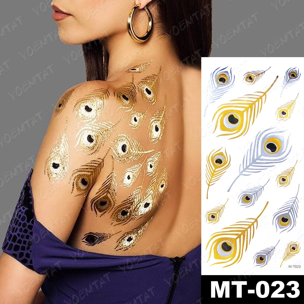 Waterproof Temporary Tattoo Sticker Metal Gold Silver Bracelet Mandala Flash Tatto Indian Henna Hand Painted Body Art Fake Tatoo