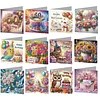 12pcs Diamond Painting Birthday Greeting Card Set with Envelope Daily Wishing Cards for Birthdays Thanksgiving & Special Occasion