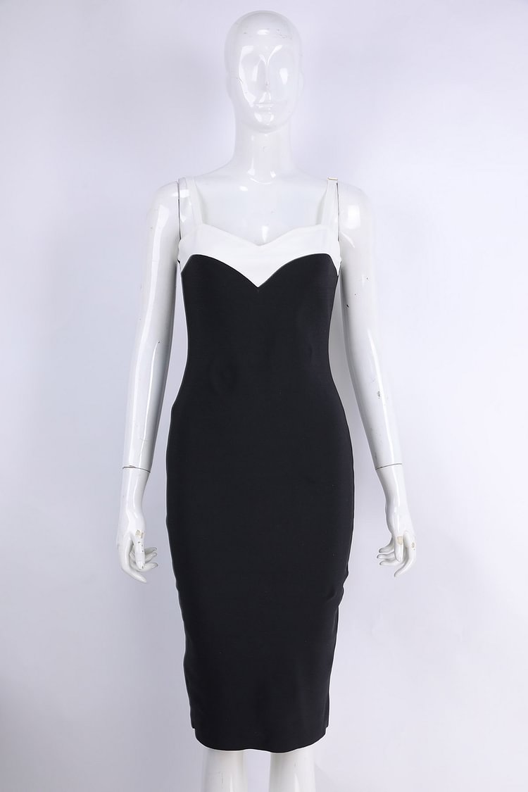Black and White Contrast Bandage Dress Size M