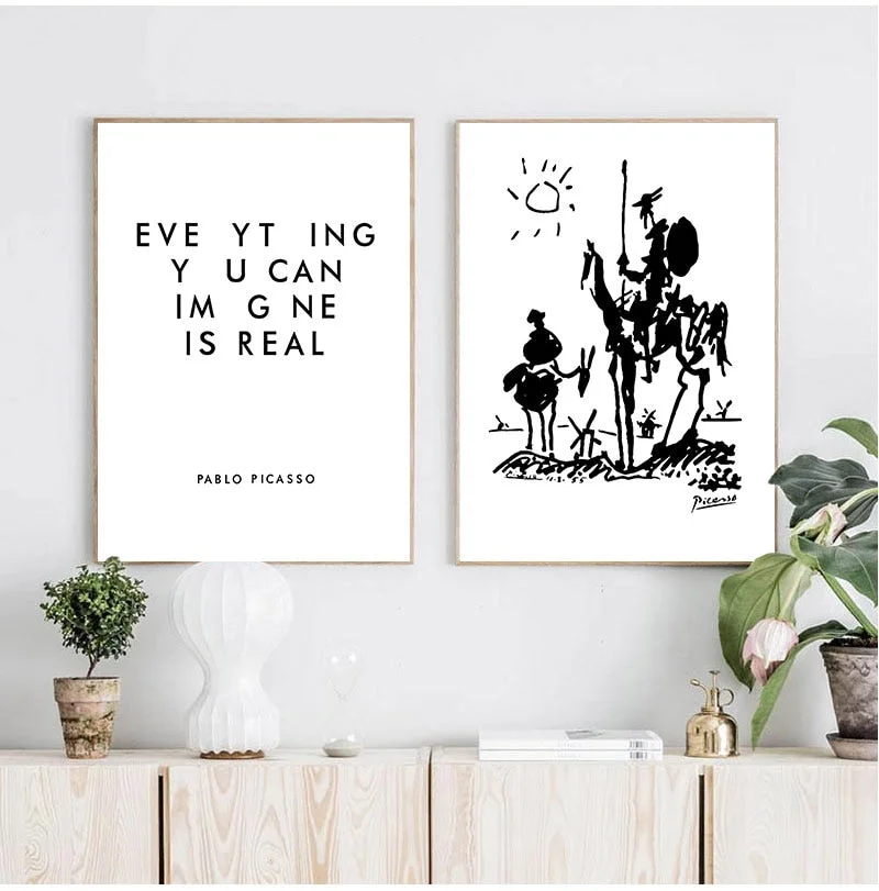 Everyhing you can image is real Pablo Picasso Art Paintings Canvas Print , Don Quixote Poster Painting Wall Picture Home Decor
