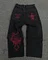 Gamistine fall outfits Y2K Jeans Harajuku Retro Elephant Graphic Baggy Jeans Blue Pants Women New Punk Rock Hip Hop Gothic Wide Leg Trousers Streetwear